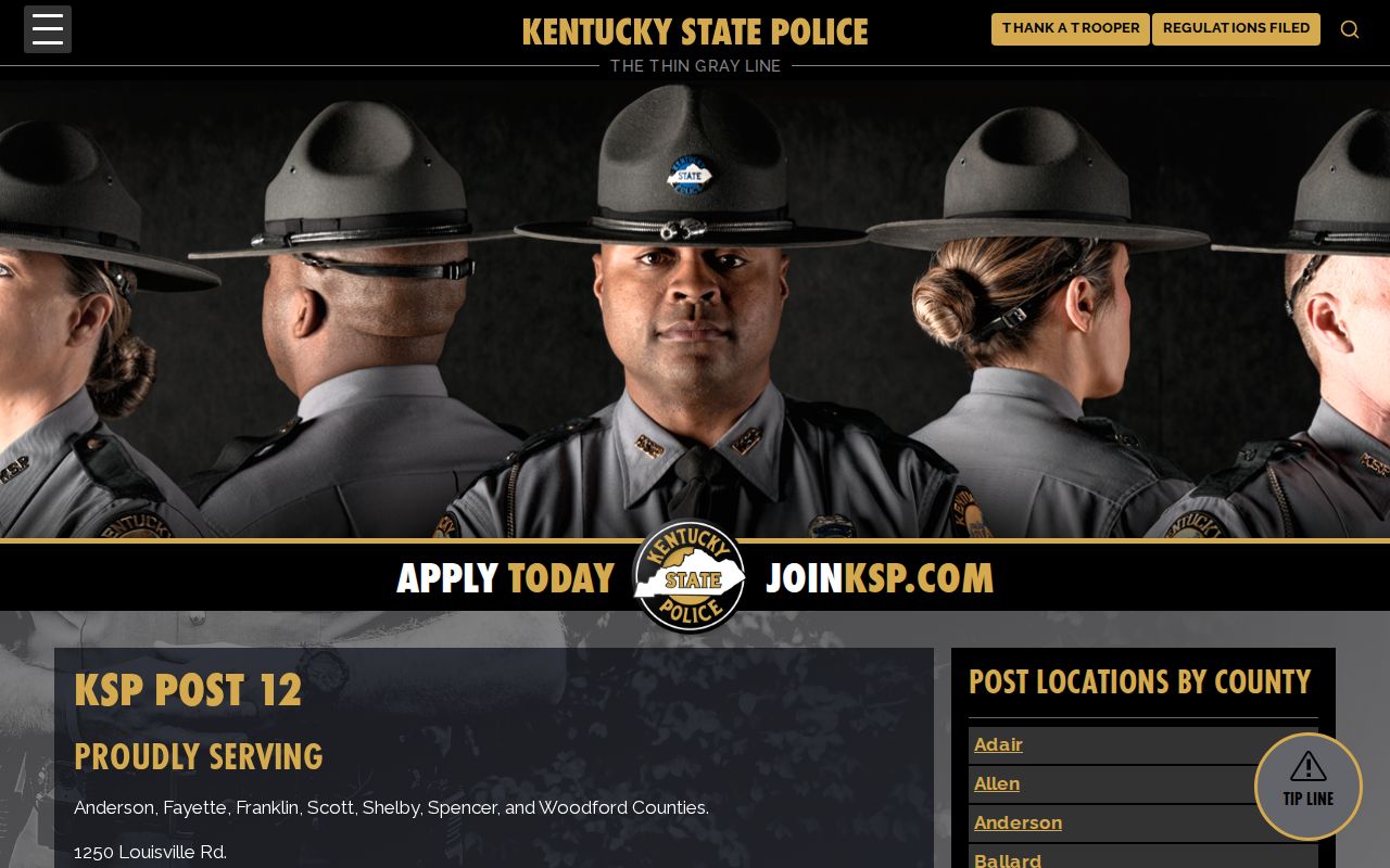 Anderson County arrest search KSP Post 12 page