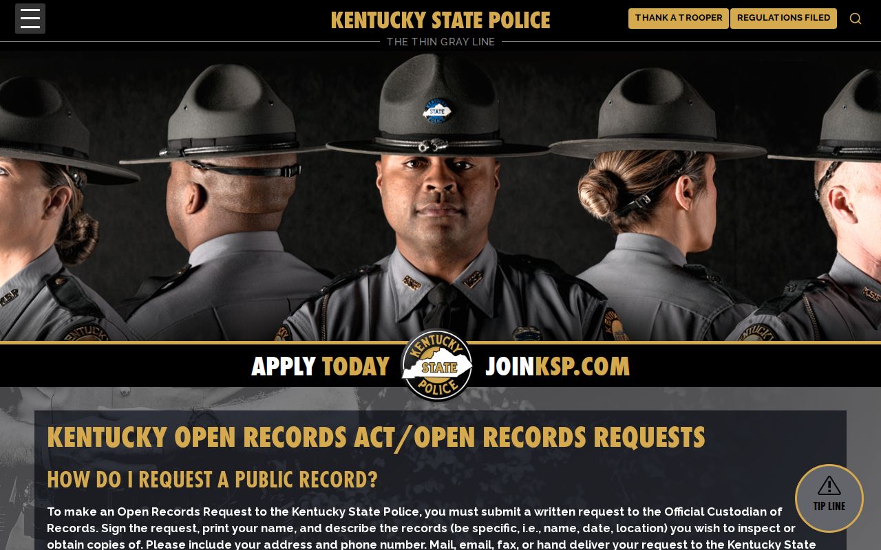 Anderson County arrest search KSP records request