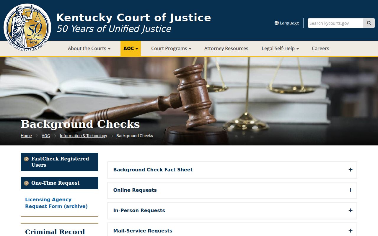 Anderson County criminal history AOC FastCheck source
