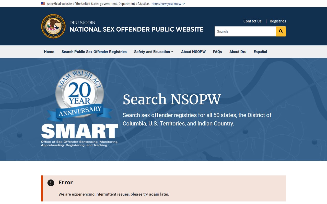 Anderson County sex offender lookup through the official NSOPW search